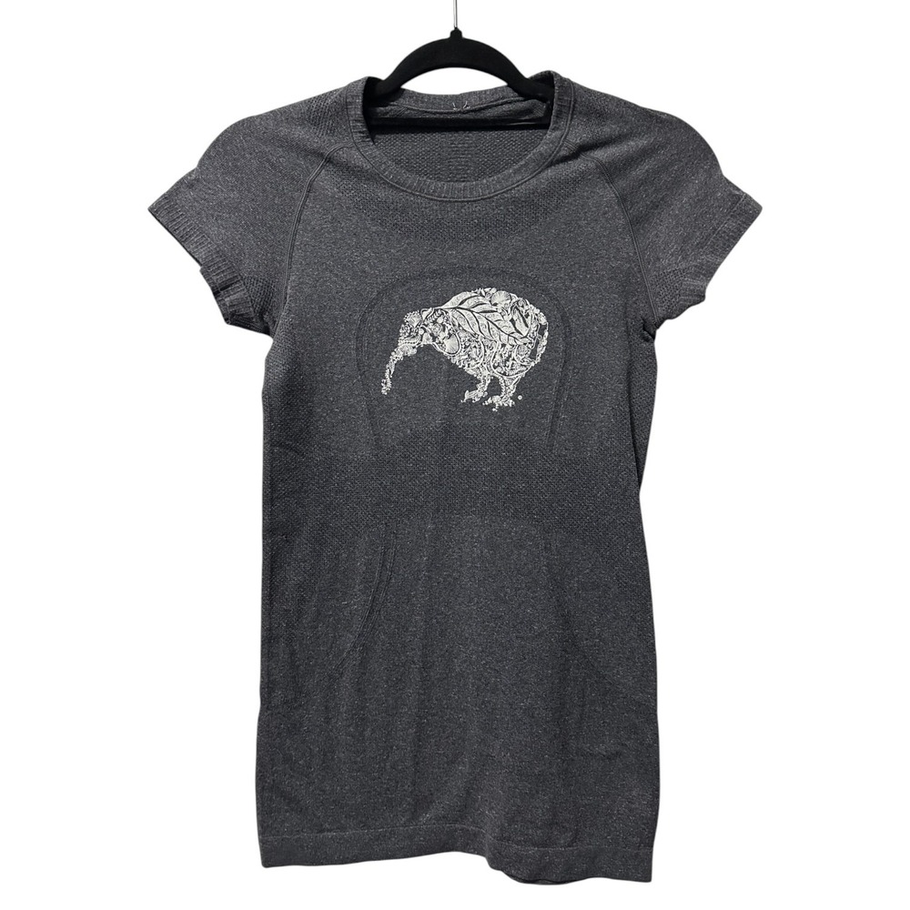 Lululemon Swiftly Tech Short Sleeve Crew Tee Kiwi Bird Graphic Gray Size 4